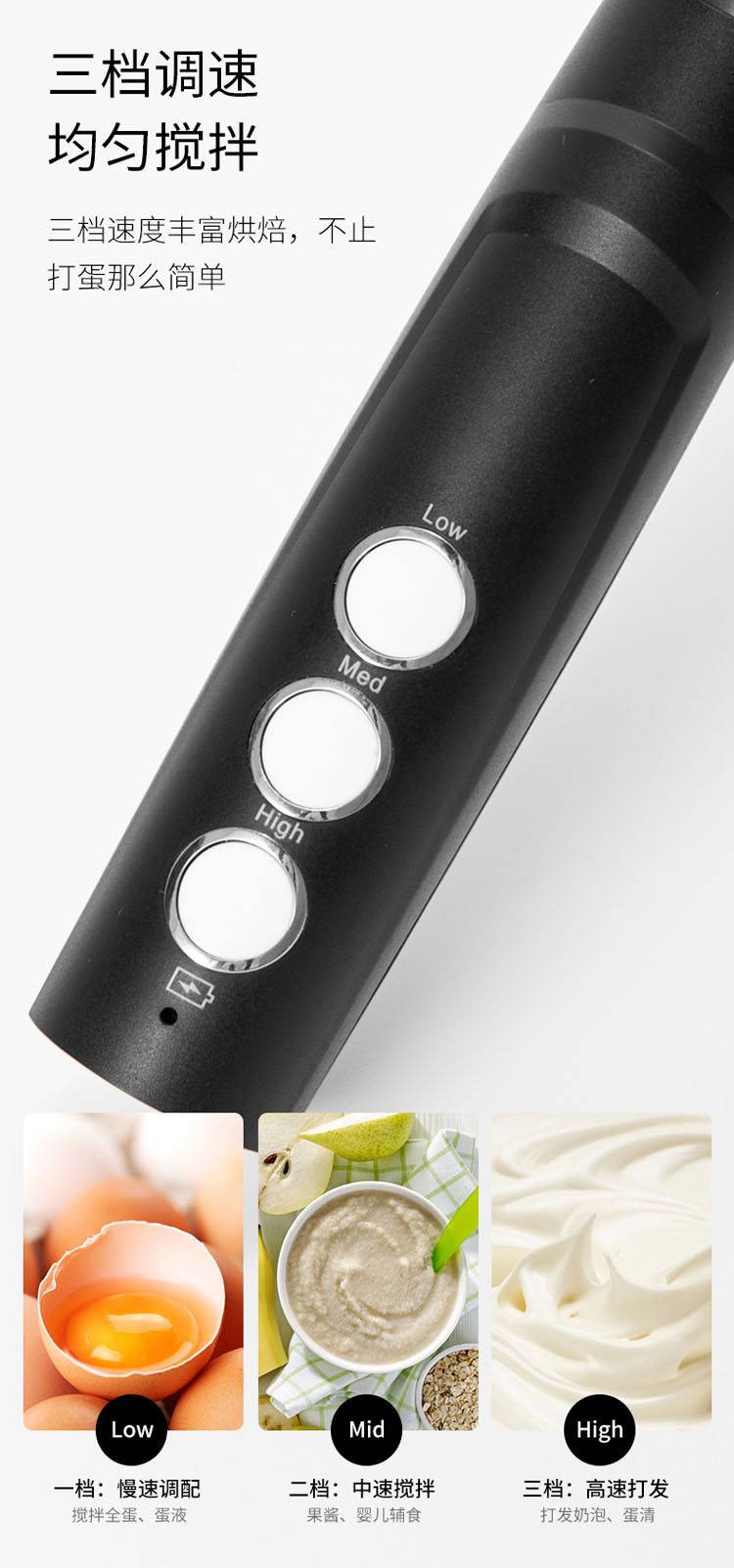 USB Rechargeable Milk Frother Set (3-Pack) - Image 3