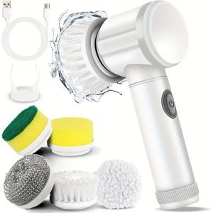 electric cleaning brush with 5 interchangeable heads